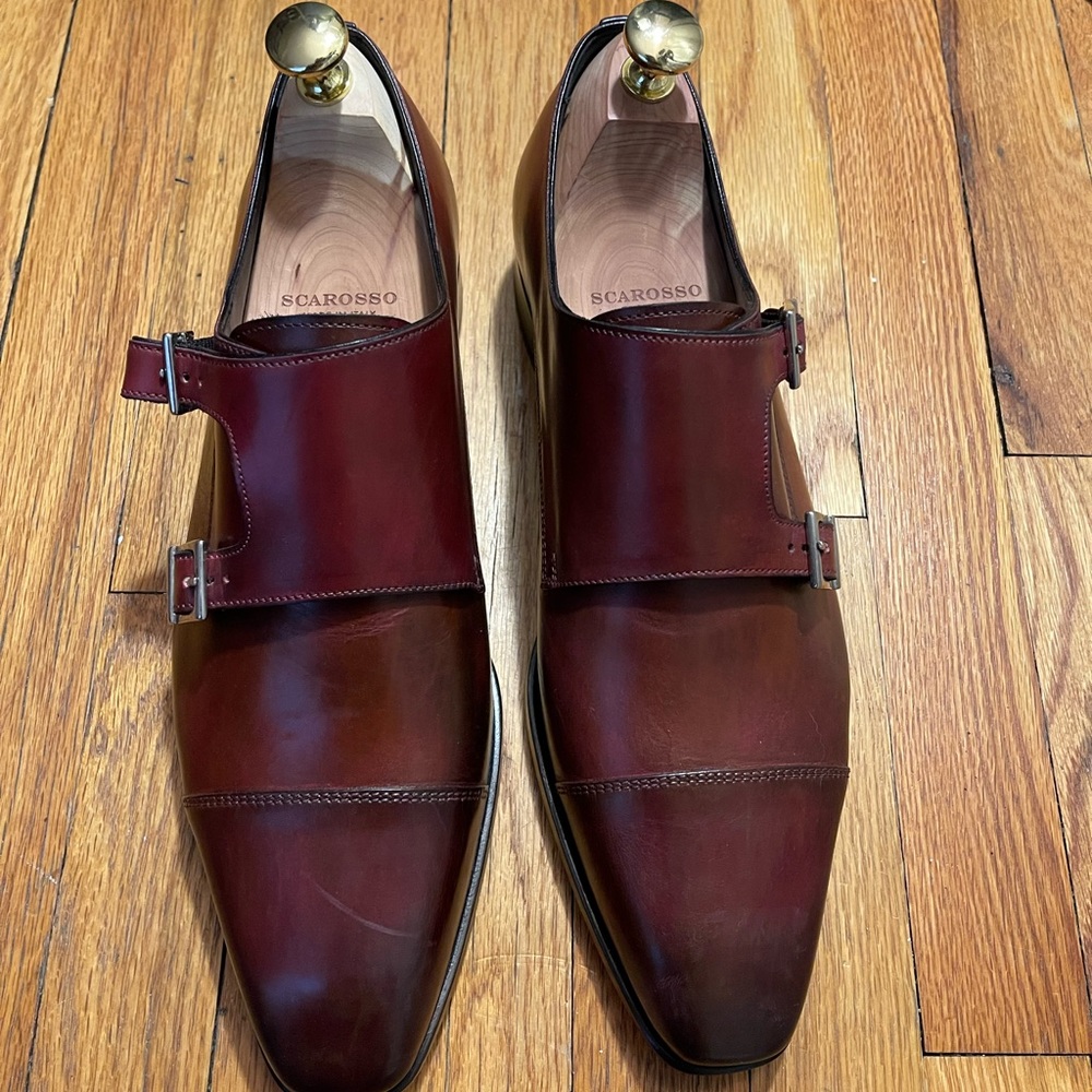 Paul Evan monk strap in burgundy size 9 (US 10) shoe tree included